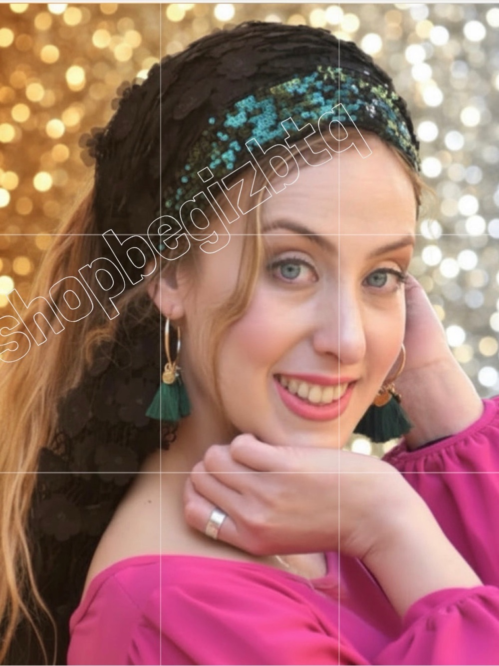 Lovely Black & Green Lace Handmade Mitpachat Head Covering-Scarf-Tichel Headband